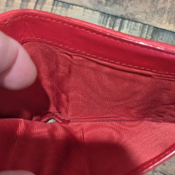 Authentic Christian Dior Lady Dior Cannage Trifold Wallet Lamb Skin Red - Picture 8 of 14